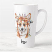 Corgi Dog Floral Sublimation Design Latte Mok (Rechts)