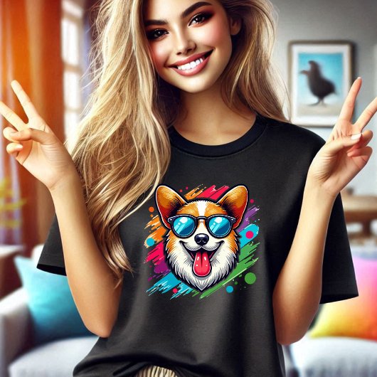 Corgi Dog Fun gezicht Tri-Blend Shirt