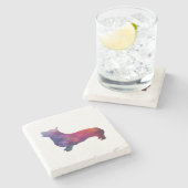 Corgi Dog Geometric Pattern Silhouette Paars Stenen Onderzetter (Zijkant)