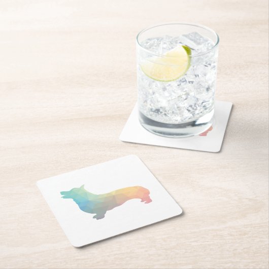 Corgi Dog Geometric Pattern Silhouette Pastel Kartonnen Onderzetters (Insitu)