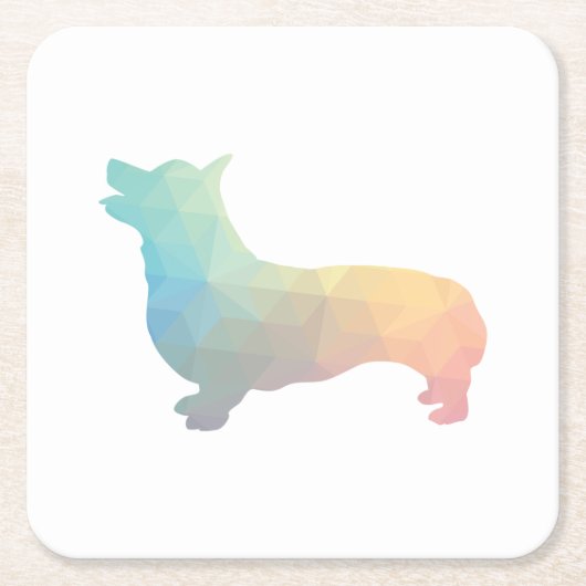 Corgi Dog Geometric Pattern Silhouette Pastel Kartonnen Onderzetters (Voorkant)