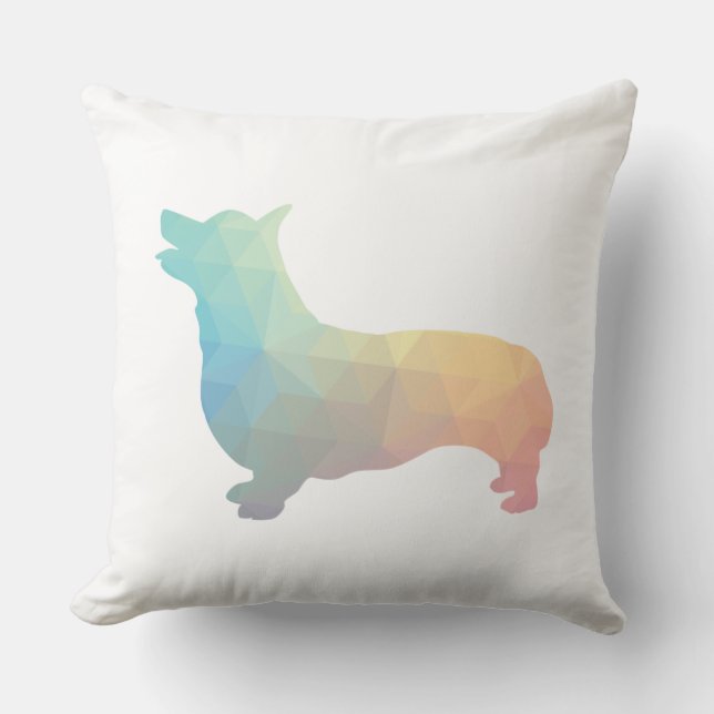 Corgi Dog Geometric Pattern Silhouette Pastel Kussen (Voorkant)