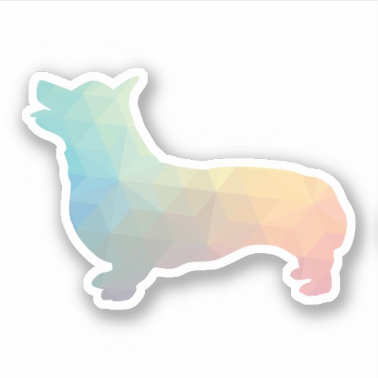 Corgi Dog Geometric Pattern Silhouette Pastel Sticker (Voorkant)