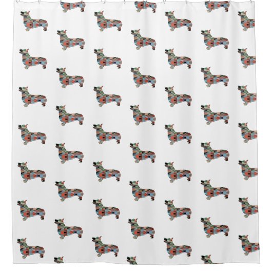 Corgi Dog Geometric Pattern Silhouette Pset Douchegordijn (Voorkant)