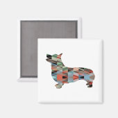 Corgi Dog Geometric Pattern Silhouette Pset Magneet (Voorkant / Achterkant)