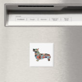Corgi Dog Geometric Pattern Silhouette Pset Magneet (Insitu (Vaatwasser))