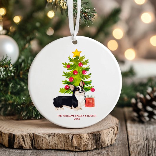Corgi Dog gepersonaliseerde kerst Keramisch Ornament