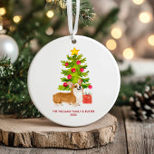 Corgi Dog gepersonaliseerde kerst Keramisch Ornament