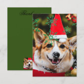 Corgi dog glimlacht kerst plezier bedankkaart (Voorkant / Achterkant)