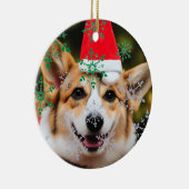 Corgi dog glimlacht kerst plezier keramisch ornament (Rechts)