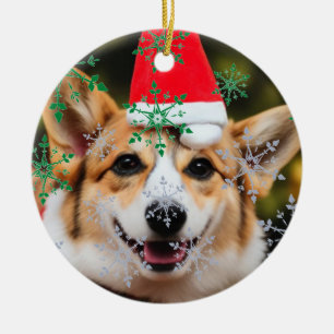 Corgi dog glimlacht kerst plezier keramisch ornament