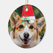 Corgi dog glimlacht kerst plezier keramisch ornament (Links)