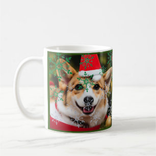 Corgi dog glimlacht kerst plezier koffiemok