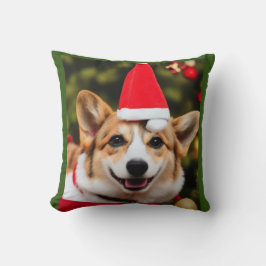 Corgi dog glimlacht kerst plezier kussen