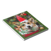 Corgi dog glimlacht kerst plezier notitieblok (Schuin)