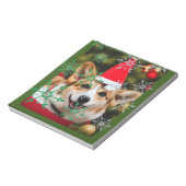 Corgi dog glimlacht kerst plezier notitieblok (Linkerzijde)