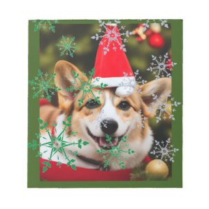 Corgi dog glimlacht kerst plezier notitieblok