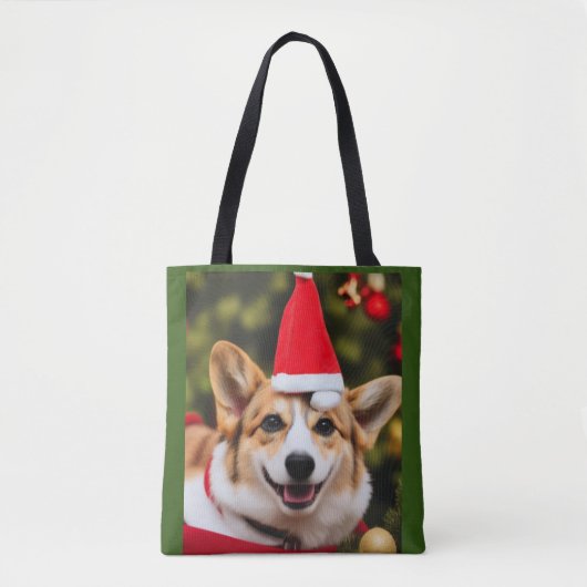 Corgi dog glimlacht kerst plezier tote bag (Voorkant)