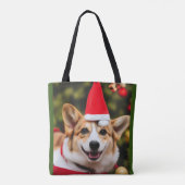 Corgi dog glimlacht kerst plezier tote bag (Achterkant)