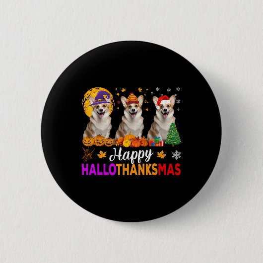 Corgi Dog Halloween Kerstmis Hallothanksmas Ronde Button 5,7 Cm (Voorkant)