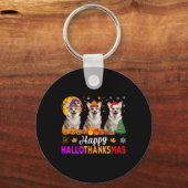 Corgi Dog Halloween Kerstmis Hallothanksmas Sleutelhanger (Voorkant)