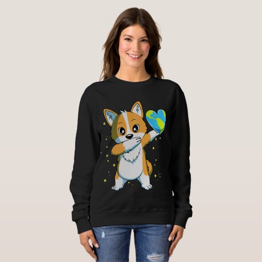 Corgi Dog Happy Earth Day Boys Girls Trui (Voorkant volledig)