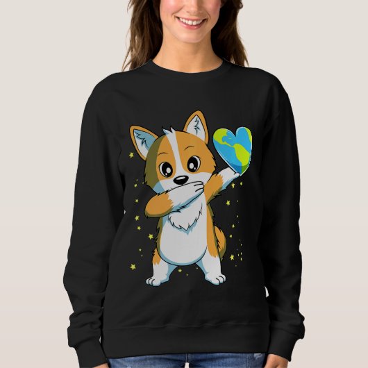 Corgi Dog Happy Earth Day Boys Girls Trui (Voorkant)