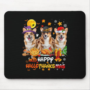 Corgi Dog Happy Halloween Thanksgiving Merry Chris Muismat