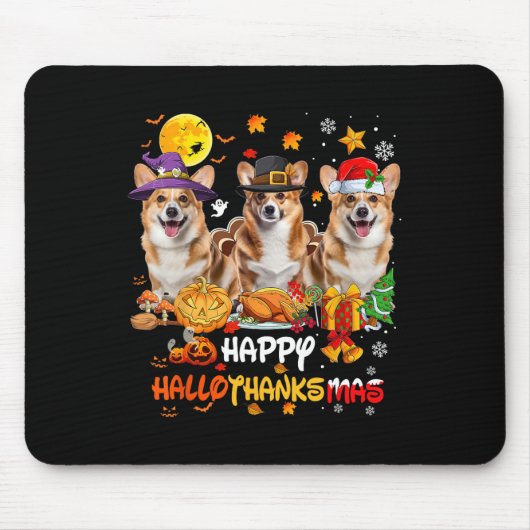 Corgi Dog Happy Halloween Thanksgiving Merry Chris Muismat (Voorkant)