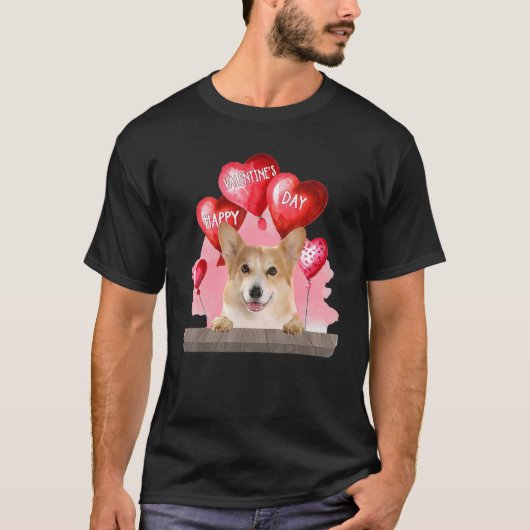 Corgi Dog Happy Valentines Day Pet Hondenliefhebbe T-shirt (Voorkant)