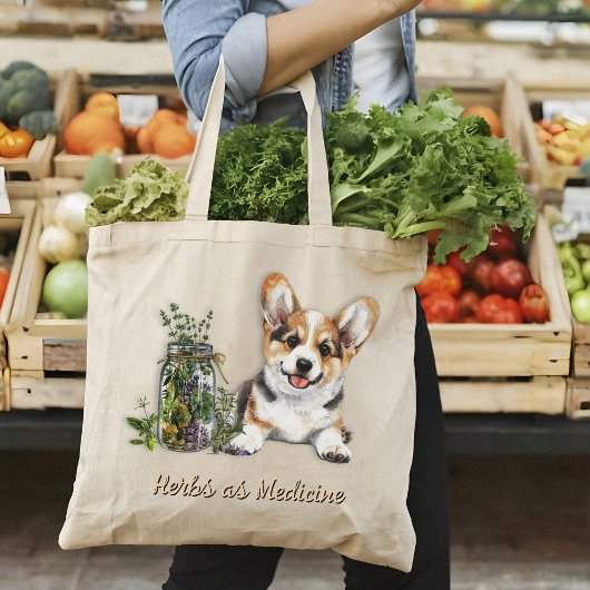 Corgi Dog Herbs als medicijn Tote Bag