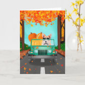 Corgi Dog Herfst Pompoen Kaart (Gele Bloem)