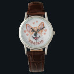 Corgi Dog Illustratie met hart en voornaam Horloge<br><div class="desc">Je houdt zo veel van je Corgi dat je de wereld wilt laten weten! Voeg de naam van uw bont baby aan dit gepersonaliseerde horloge toe en show het aan allen. Wees een trotse Corgi moeder! Het is een geweldig cadeauidee voor iedereen met een Corgi.</div>