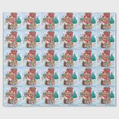 Corgi Dog in het sneeuwkersthondenhuis Cadeaupapier (Vlak)