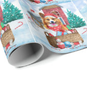 Corgi Dog in het sneeuwkersthondenhuis Cadeaupapier (Rol Hoek)