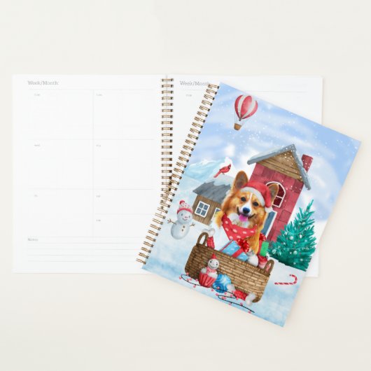 Corgi Dog in het sneeuwkersthondenhuis Planner (Display)