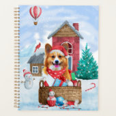 Corgi Dog in het sneeuwkersthondenhuis Planner (Voorkant)