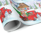 Corgi Dog in kerstcadeauwagen Cadeaupapier (Rol Hoek)
