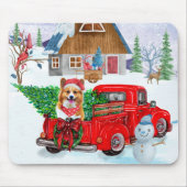 Corgi Dog in kerstcadeauwagen Muismat (Voorkant)