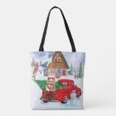 Corgi Dog in kerstcadeauwagen Tote Bag (Achterkant)