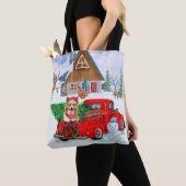 Corgi Dog in kerstcadeauwagen Tote Bag (Dichtbij)