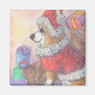 Corgi dog in Santa Claus costume Magneet