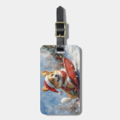 Corgi Dog in Sledge Laat het Sneeuw Kerstmis Bagagelabel (Voorkant verticaal)