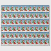 Corgi Dog in sneeuw met kerstcadeaus Cadeaupapier (Vlak)