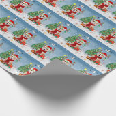 Corgi Dog in sneeuw met kerstcadeaus Cadeaupapier (Hoek)