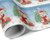 Corgi Dog in sneeuw met kerstcadeaus Cadeaupapier (Rol Hoek)