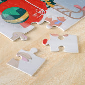 Corgi Dog in sneeuw met kerstcadeaus Legpuzzel (Zijkant)