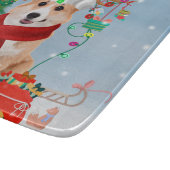Corgi Dog in sneeuw met kerstcadeaus Snijplank (Hoek)