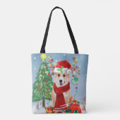 Corgi Dog in sneeuw met kerstcadeaus Tote Bag (Achterkant)