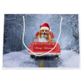 Corgi Dog in sneeuw, met kerstmis Groot Cadeauzakje (Voorkant)
